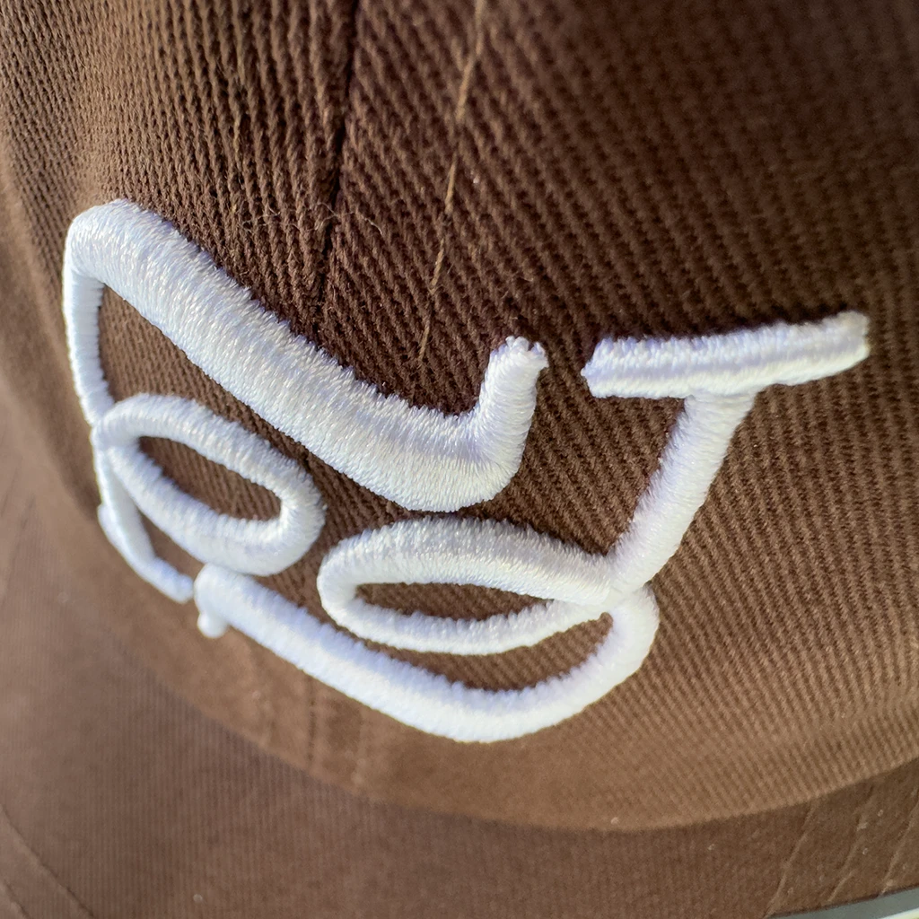 Brown Hat - White 3d Puff Stitch Logo - WebsiteSample